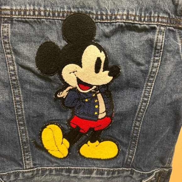 Gap Disney Girl Boy Mickey Mouse Blue Button Down Pockets Jean Denim Jacket Sz 3 - Picture 2 of 7